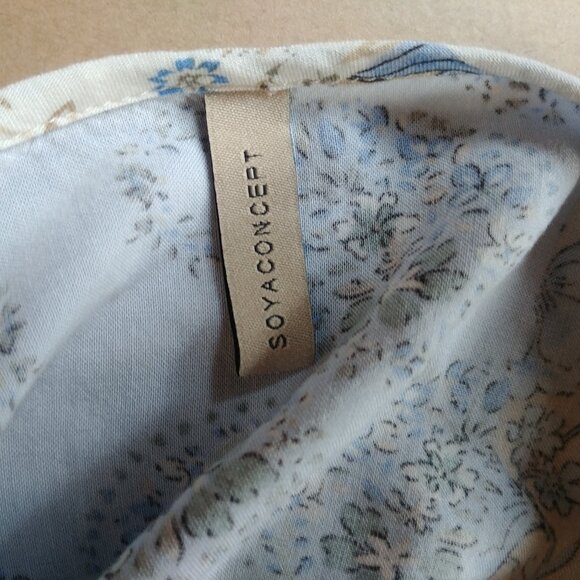 4/$20 Soya Concept Denmark blue cream patchwork look soft blouse top XS - Picture 8 of 14